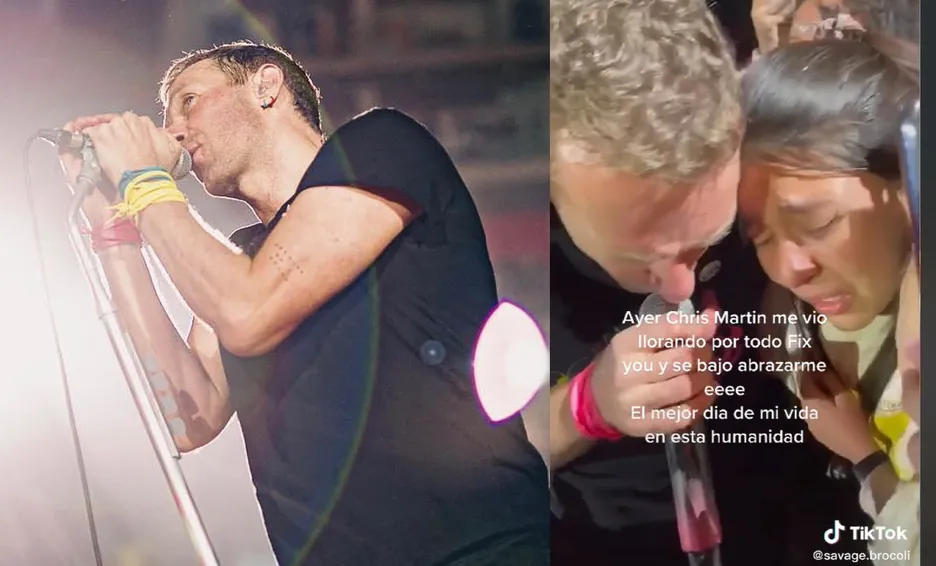 Chris Martin, en pleno show de Coldplay , consoló a una fan llorando (Video)