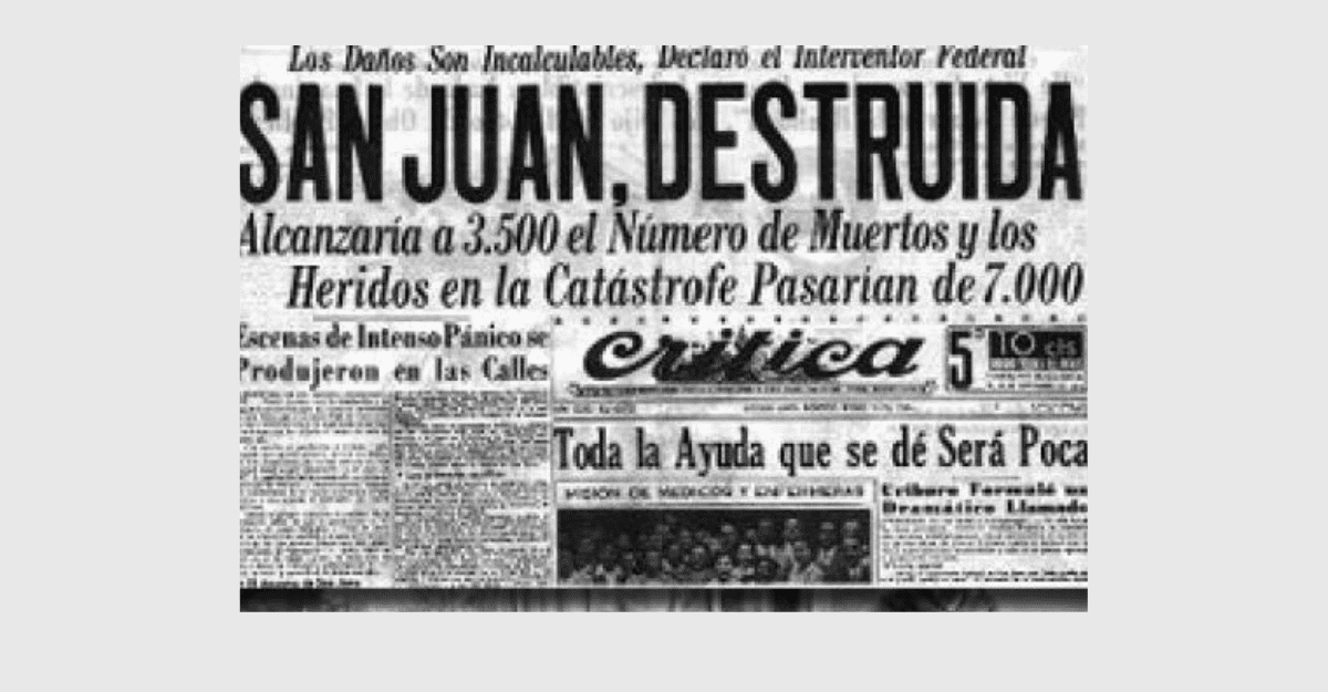 A 20 segundos de la destrucción: El terremoto más letal en la historia de Argentina, ocurrió en San Juan el 15 de enero 1944 A 20 segundos de la destrucción: El terremoto más letal en la historia de Argentina, ocurrió en San Juan el 15 de enero 1944